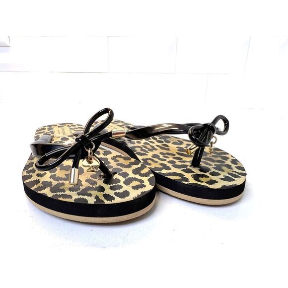 Kate Spade Nova Leopard Animal Print Flip Flop Green Black Sz 5 NWOT Designer - Picture 2 of 10